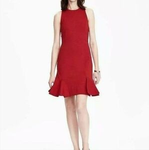 Banana Republic Crimson Sleeveless Ruffle-Hem Mini Dress
